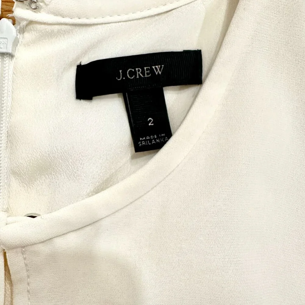 Jcrew Sleeveless Two Toned Black Cream Pleated Faux Leather Combo Dress Size 2